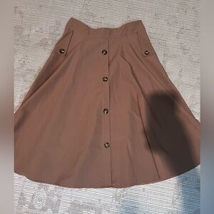 SHEIN Button-Front A-Line Skirt in Mauve Brown
